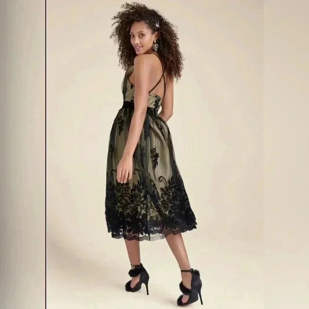 Velvet Floral Midi Dress